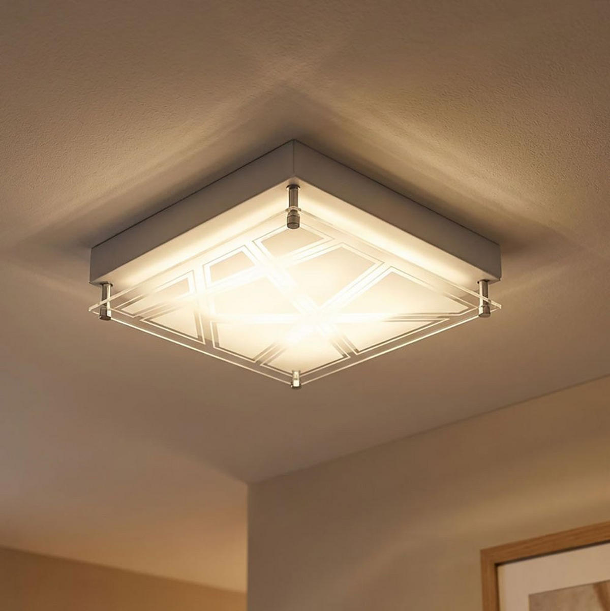 LED DECKENLEUCHTE Metall Musterschirm Silber - Silberfarben, Metall (25/25/7.5cm) - Esto