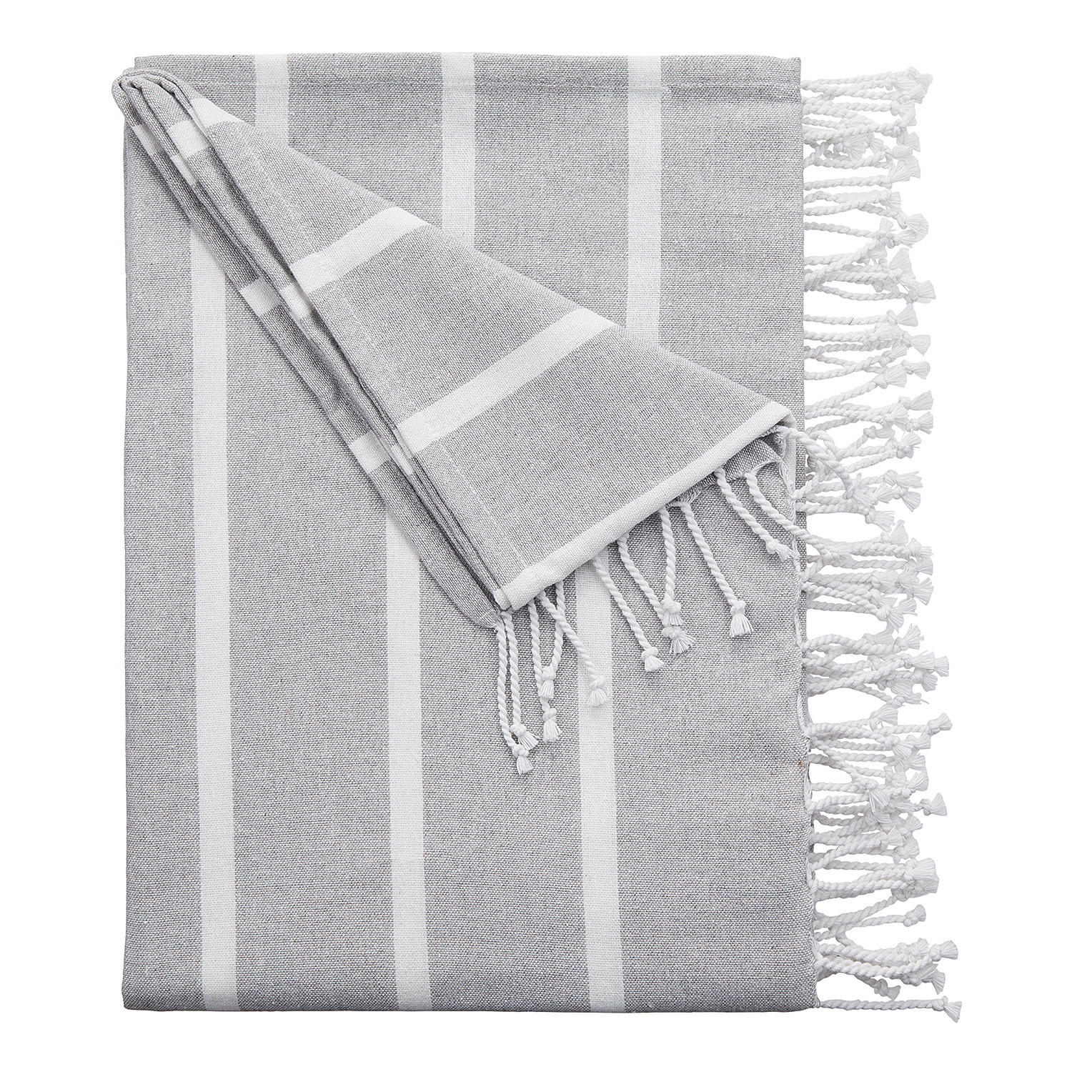 STRANDTUCH Surfside - Weiß/Grau, Textil (200/180cm) - Butlers