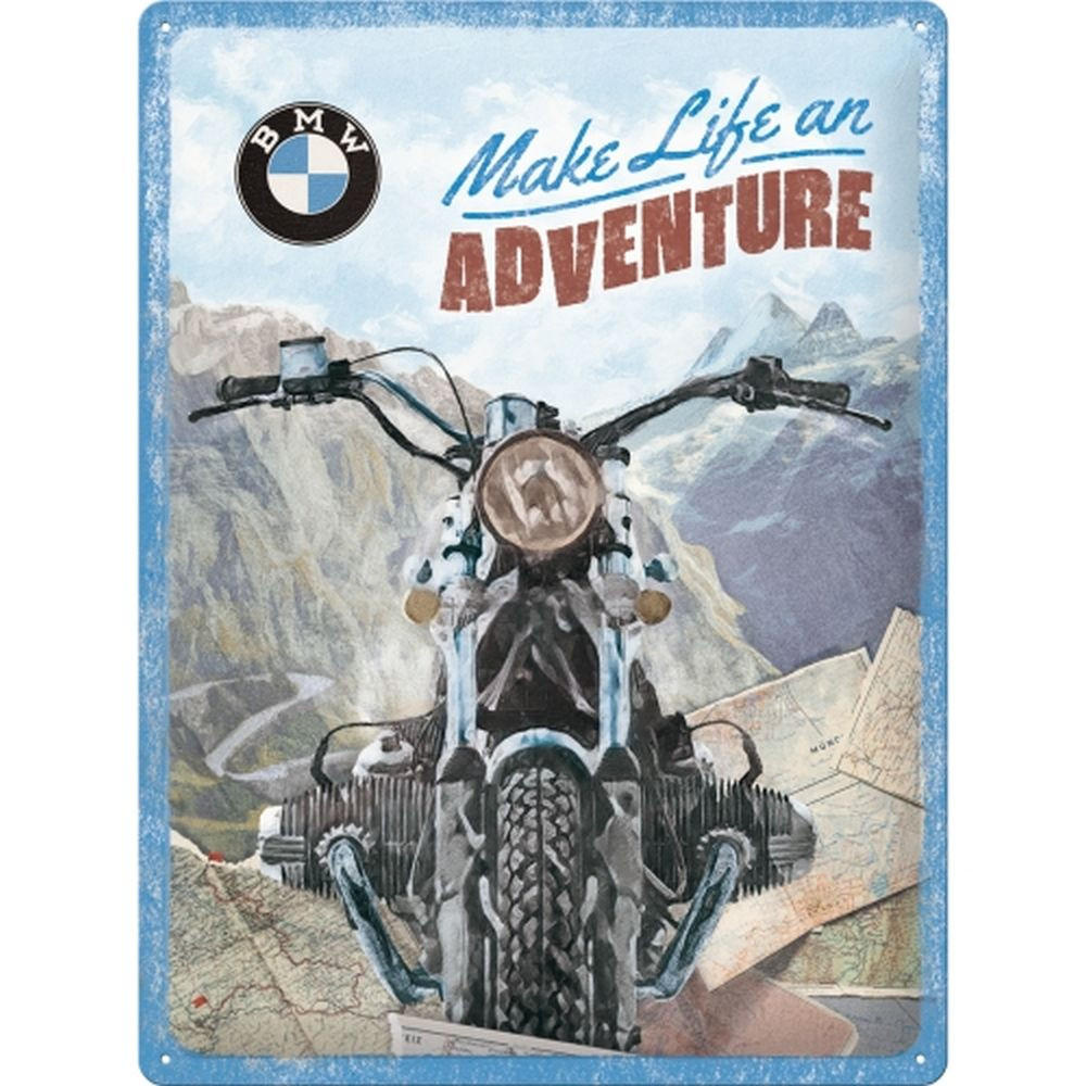 BLECHSCHILD 30/40 cm BMW Make Life an Adventure - Multicolor, Metall (30/40/0.2cm) - Nostalgic-Art
