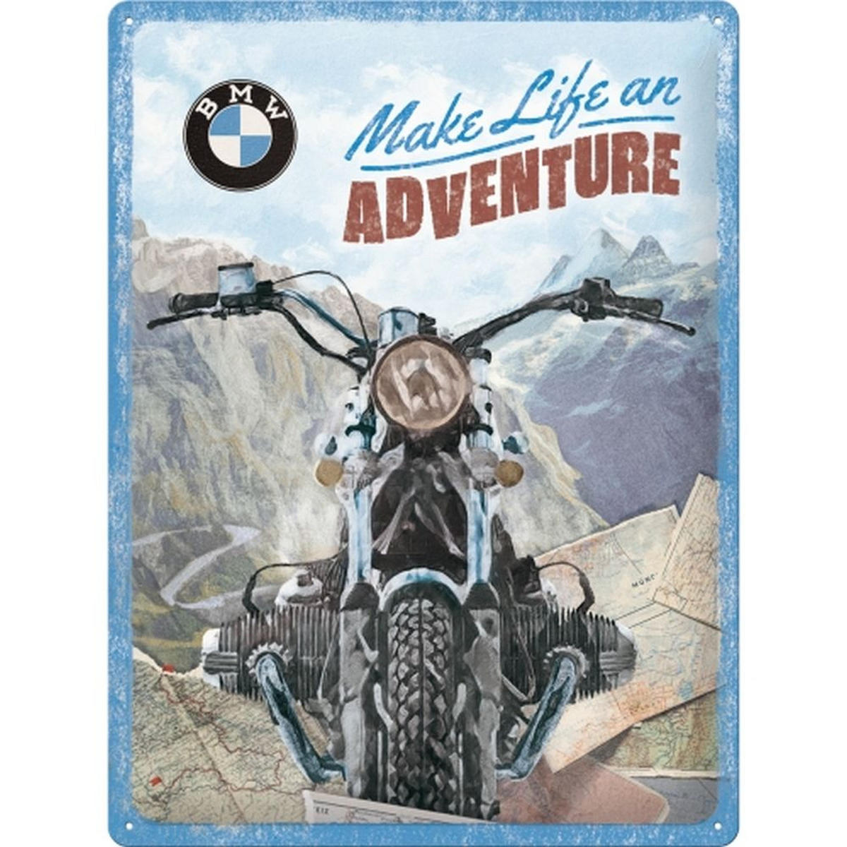 BLECHSCHILD 30/40 cm BMW Make Life an Adventure - Multicolor, Metall (30/40cm) - Nostalgic-Art