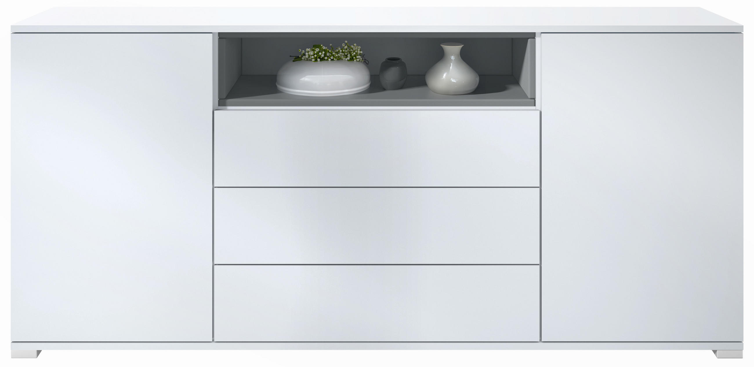 SIDEBOARD Skadu Graphit Seidenmatt - Graphitfarben, Holzwerkstoff (166.5/75.5/35cm) - Vladon