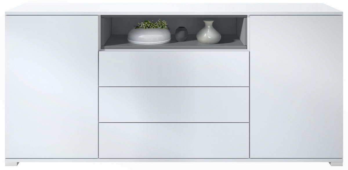 SIDEBOARD Skadu Graphit Seidenmatt - Graphitfarben, Holzwerkstoff (166.5/75.5/35cm) - Vladon