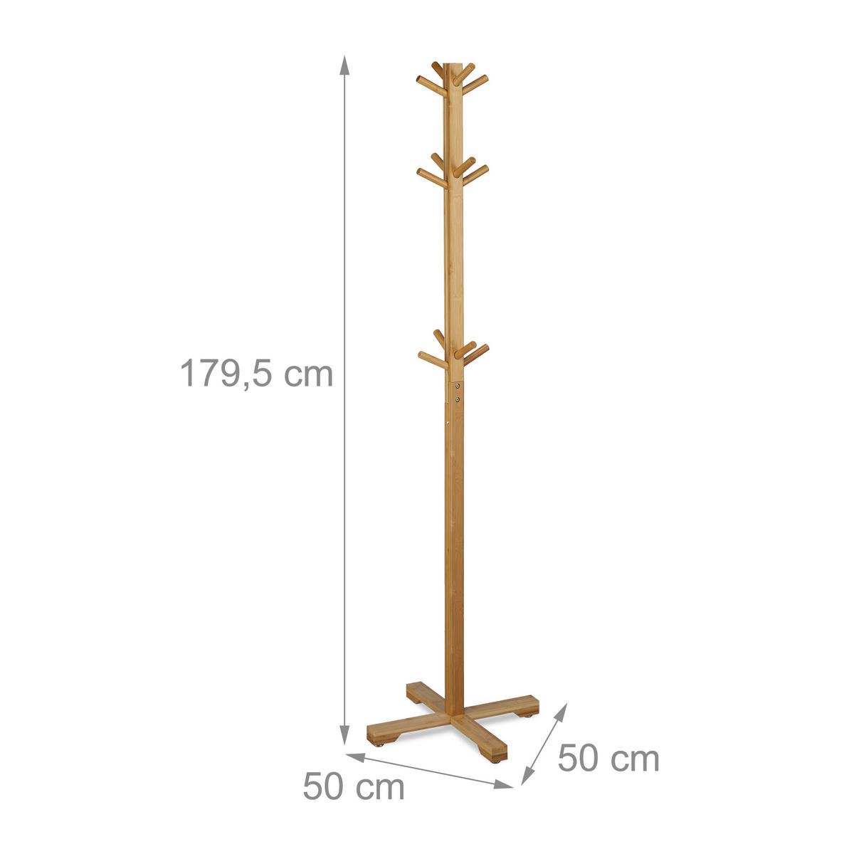 GARDEROBENSTÄNDER - Hellbraun, Holz (50/179.5/50cm) - Relaxdays