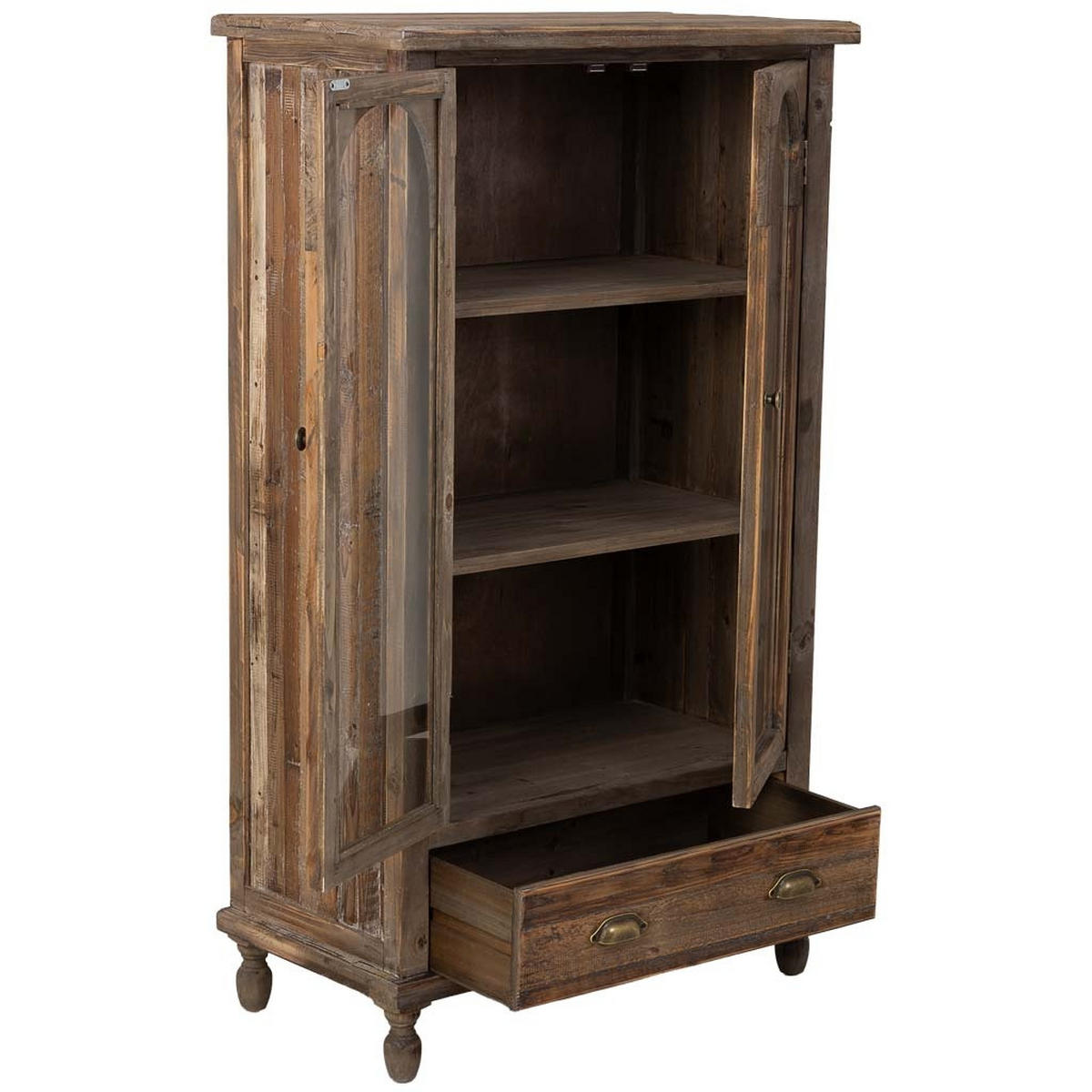 VITRINE mit 2 türen und 1 schublade 80x42x138 cm - Braun, Holz (80/138/42cm) - Wanderlust
