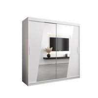 SCHWEBETÜRENSCHRANK 200/200/62 2-türig - Silberfarben/Weiß, Holz/Kunststoff (200/200/62cm) - Abiks Möbel