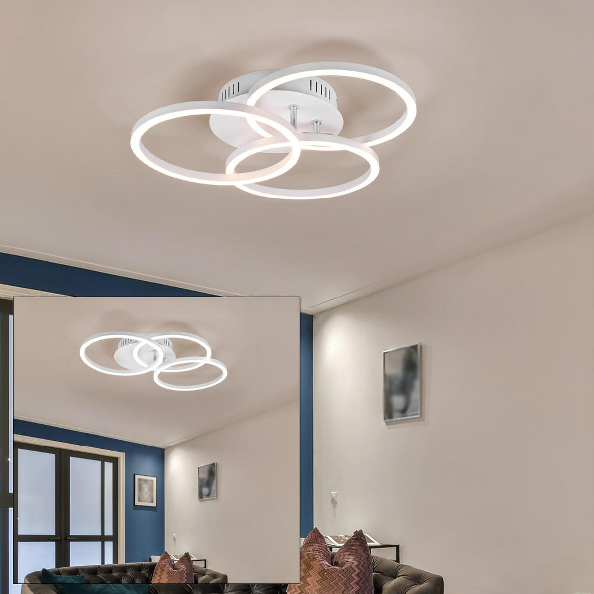 LED DECKENLEUCHTE Weiß Matt - Weiß, Metall (43/43/9cm)