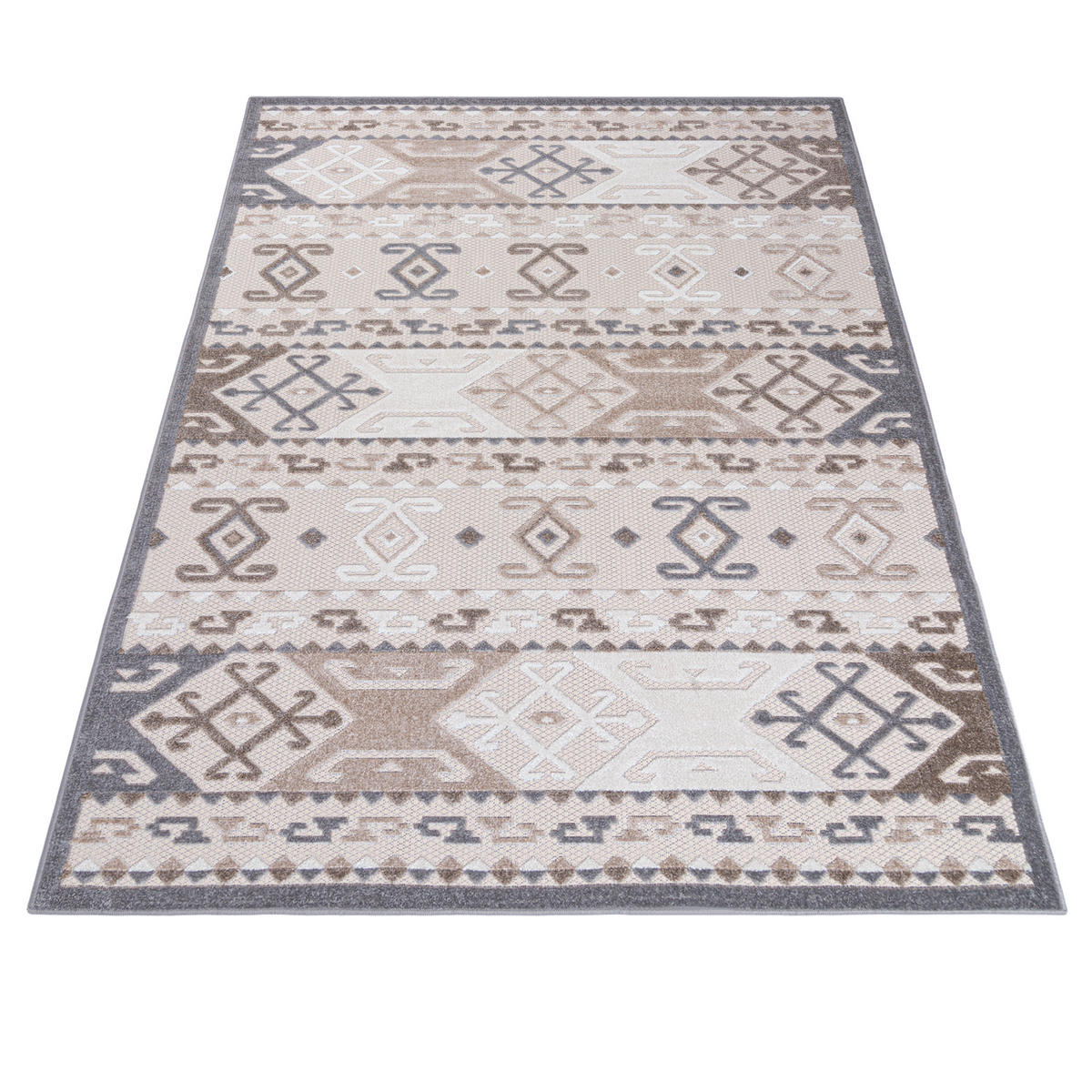 TEPPICH In-Outdoor Beige Ethnische - Kurzflor Rechteckig Creme - 140 x 200 cm - Beige, Textil (140/200cm) - Mazovia