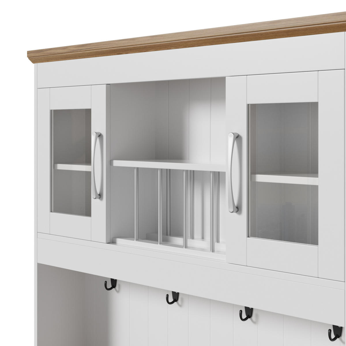 BUFFET 106/176,5/39 cm Weiß/Natur aus Spanplatte mit Vitrinenfächern - Naturfarben, Holzwerkstoff (39/176.5/106cm) - OKMYHOME