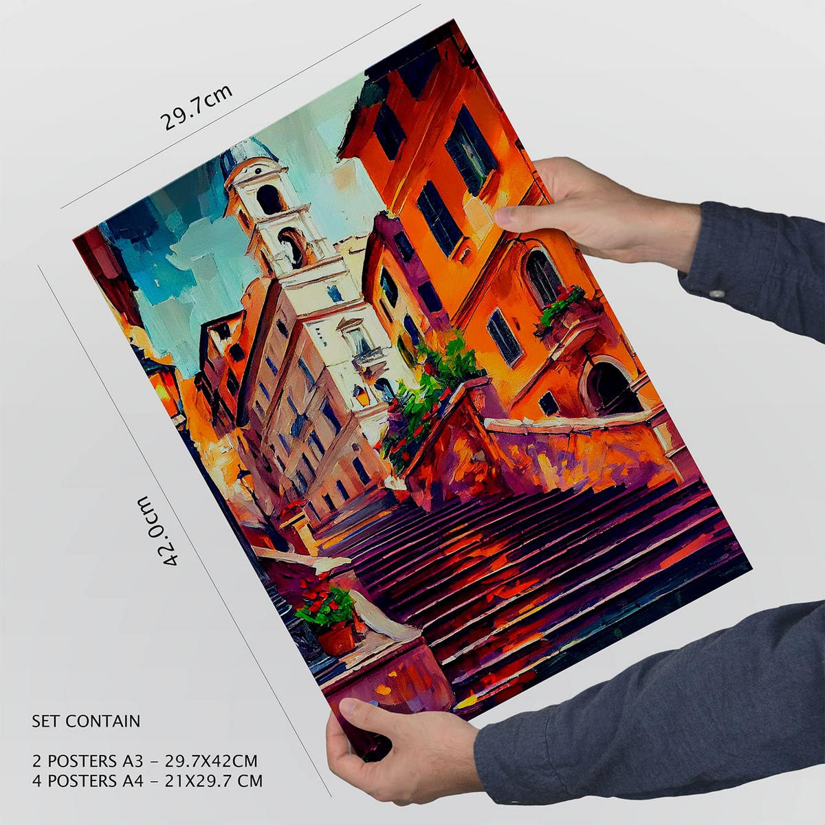 POSTER Set Mit 6 Warm Im Ölgemälde Stil A3 & A4 Rahmenlos - Klar, Papier (29/3cm) - Nacnic