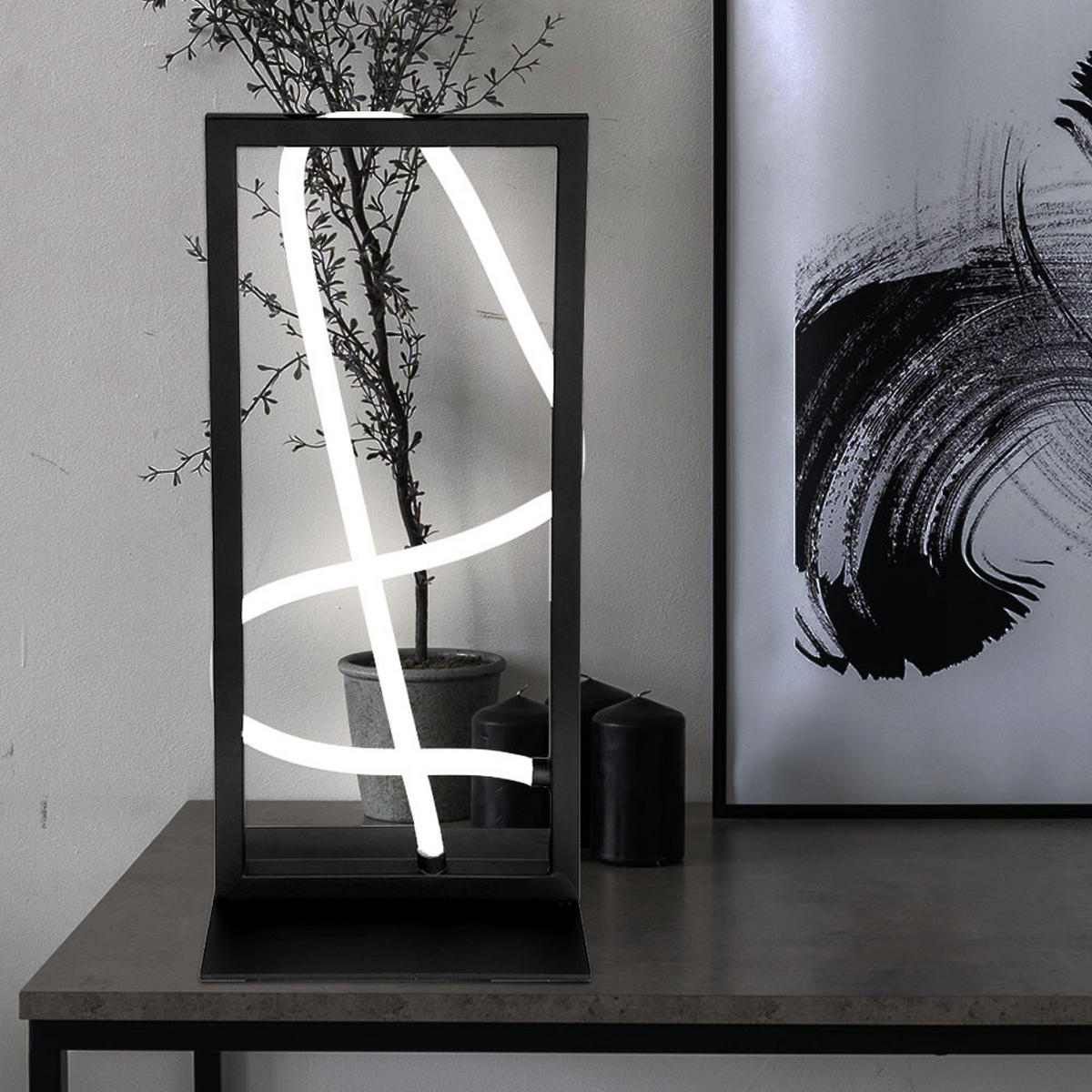 LED TISCHLEUCHTE KAIA Schwarz Metall - Schwarz, Metall (20/14/45.4cm) - Globo Lighting