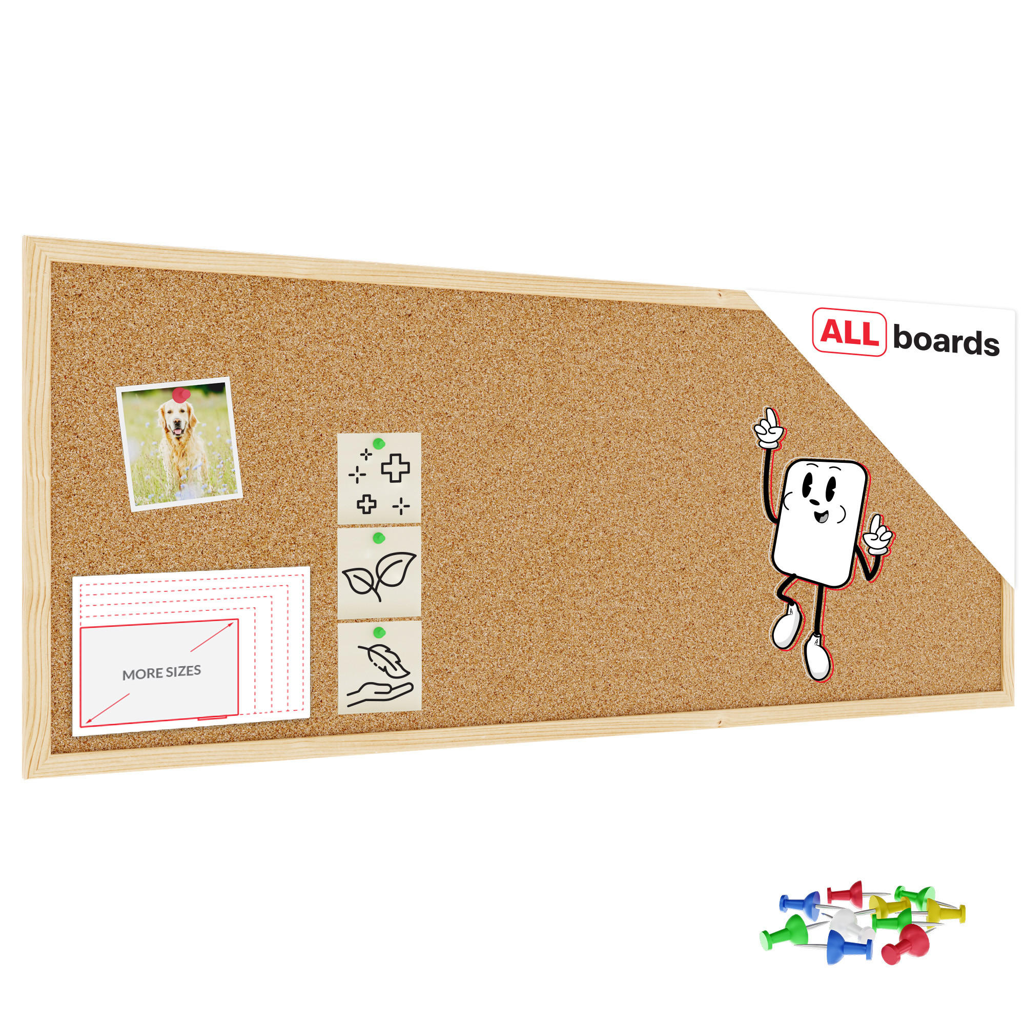 PINNWAND, Korktafel 100x40 cm, Naturholzrahmen - Braun, Holz (100/40/1.5cm) - ALLboards