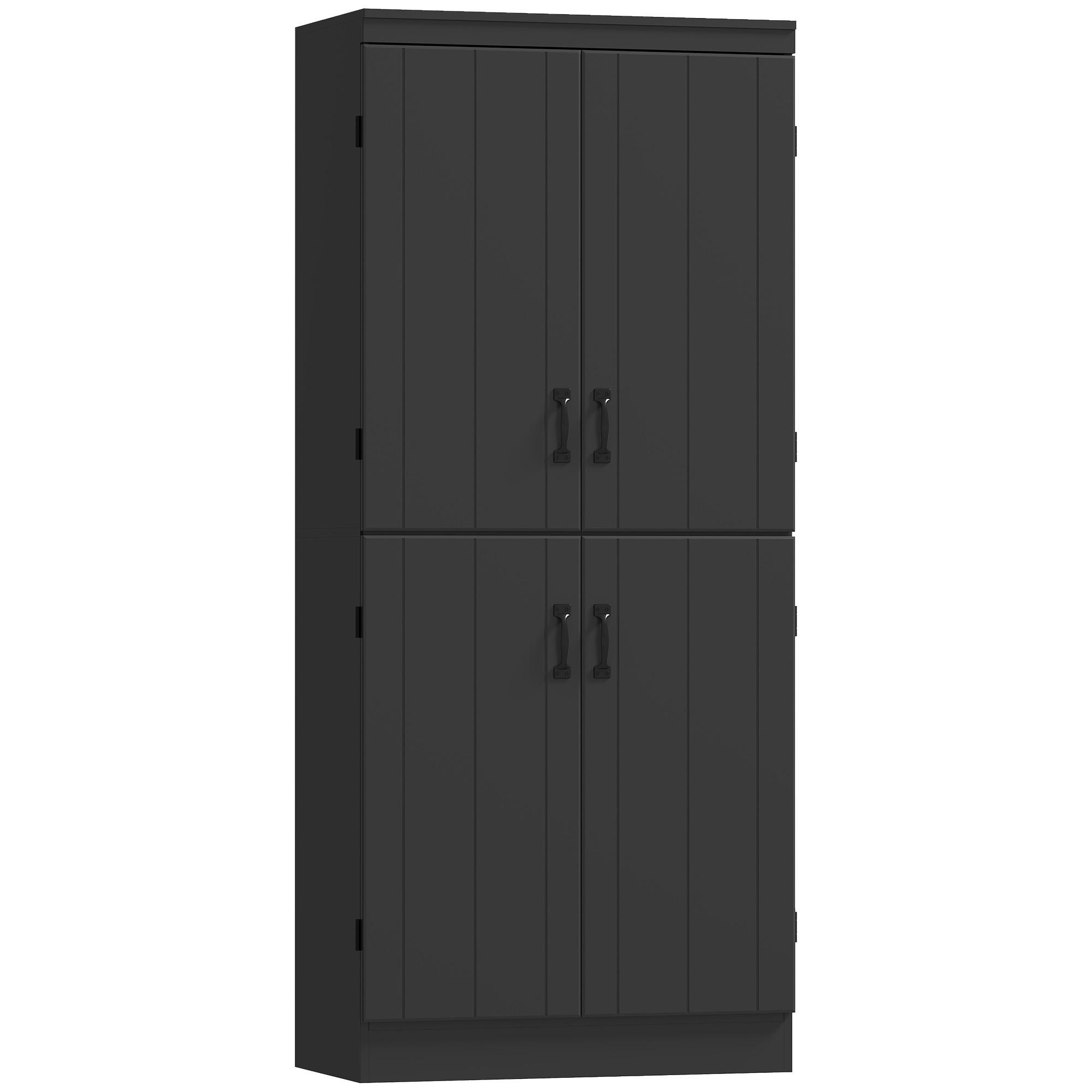 HIGHBOARD DE-11215 4 Türen & 6 Ebenen mit verstellbaren Böden Schwarz - Schwarz, Holzwerkstoff (40/176.7/76cm) - ComfortXL