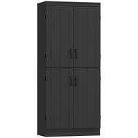 HIGHBOARD DE-11215 4 Türen & 6 Ebenen mit verstellbaren Böden Schwarz - Schwarz, Holzwerkstoff (40/176.7/76cm) - ComfortXL