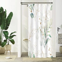 DUSCHVORHANG Blätter Badewanne schimmelresistent wasserdicht Stoff Polyester waschbar mit Haken 90 x 180 cm - Grün, Textil (180/90cm) - MCBOSON