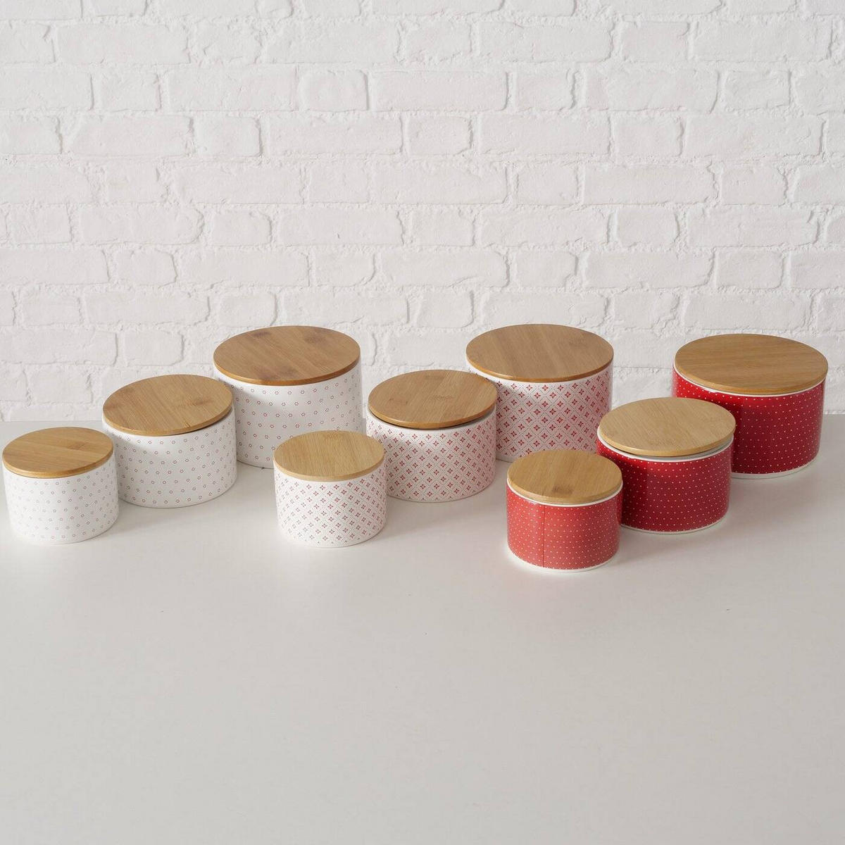 KERAMIKBEHÄLTER Lilly 3er-Set - Rot, Keramik (16/10/16cm) - Boltze Home