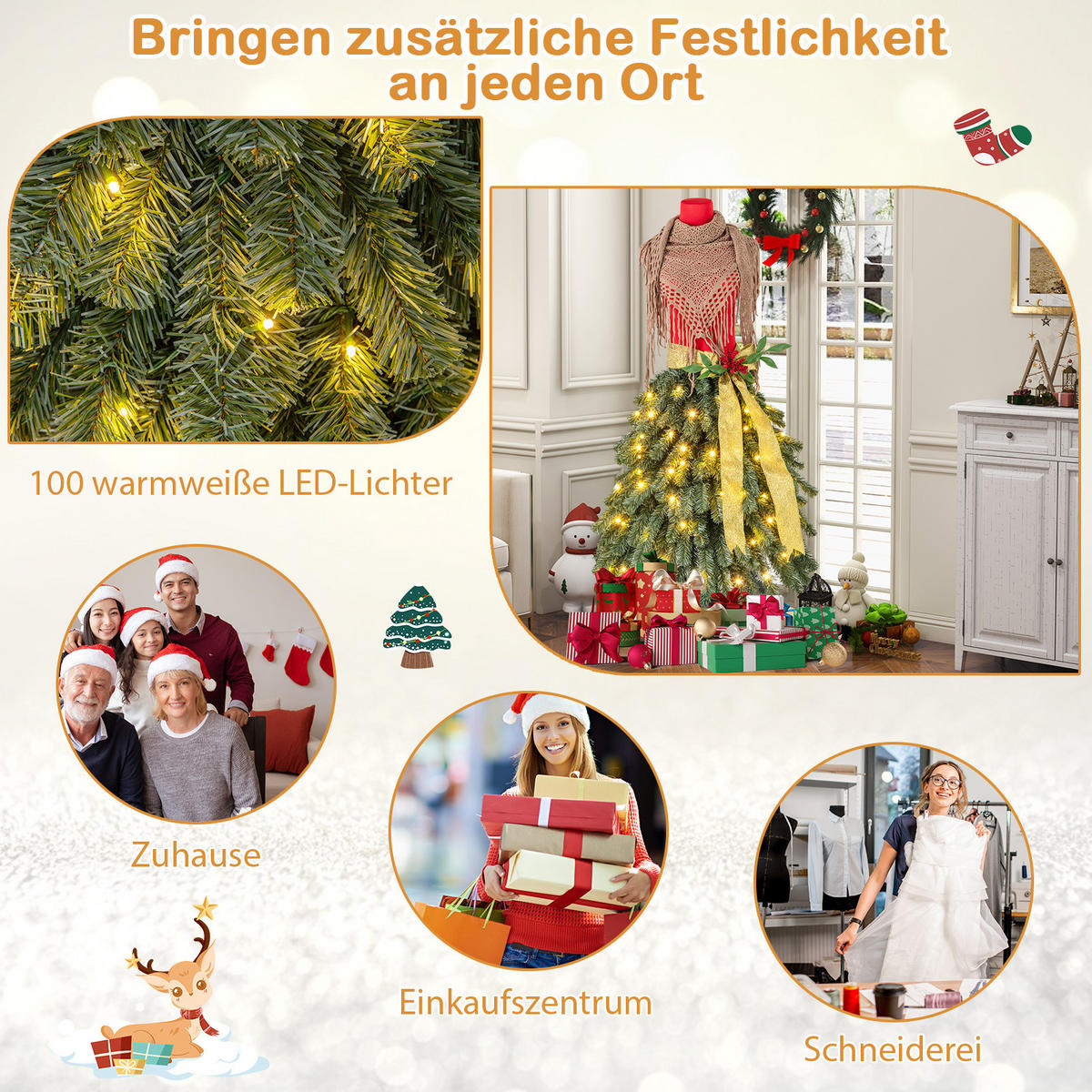 WEIHNACHTSBAUM Grün - Grün, Kunststoff (150cm) - COSTWAY
