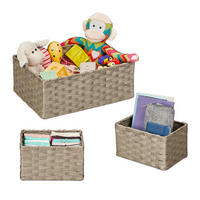 3TLG.AUFBEWAHRUNGSKORB Set - Grau, Papier/Metall (24.5/35/14cm) - Relaxdays