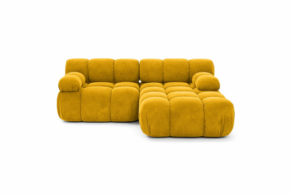 ECKSOFA L-form Mini Modular, Veloursstoff Salvador, Gelb, Rechts, Selia - Gelb, Holz (190/160cm) - Kaiser Möbel