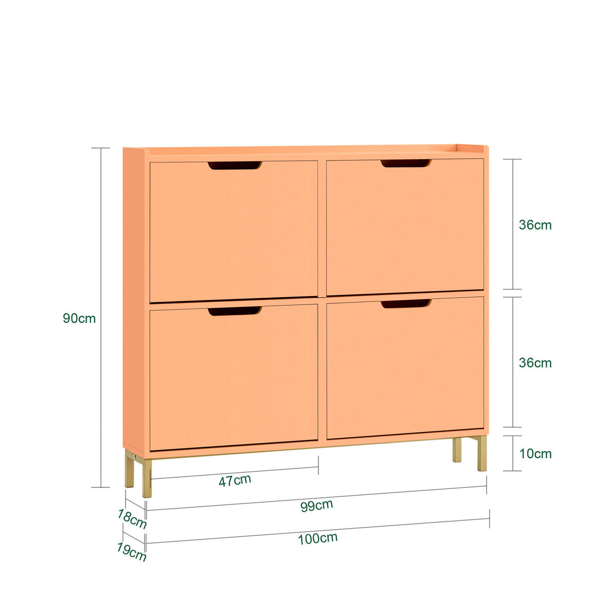 SCHUHSCHRANK Rosa - Rosa, Holzwerkstoff/Metall (100/90/19cm) - SoBuy