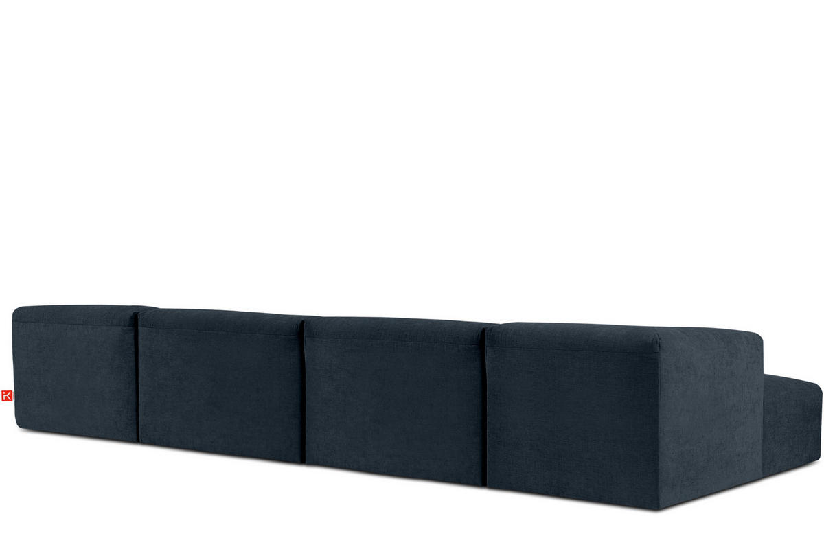 PANORAMA-ECKSOFA BUFFO 7/8 Sitzer mit extrem weicher Sitzfläche, Gewebestoff, dunkelblau - Dunkelblau, Textil (424/73/180cm) - KONSIMO®