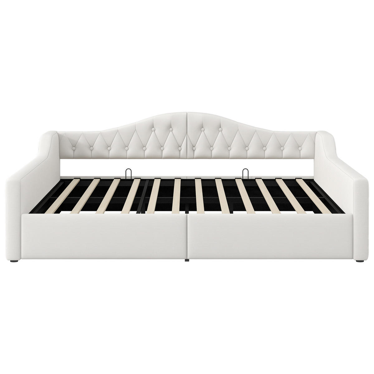 POLSTERBETT 140/200 cm Beige mit LED-Beleuchtung und Stauraum aus Leinen - Beige, Holzwerkstoff (140/200cm) - OKWISH