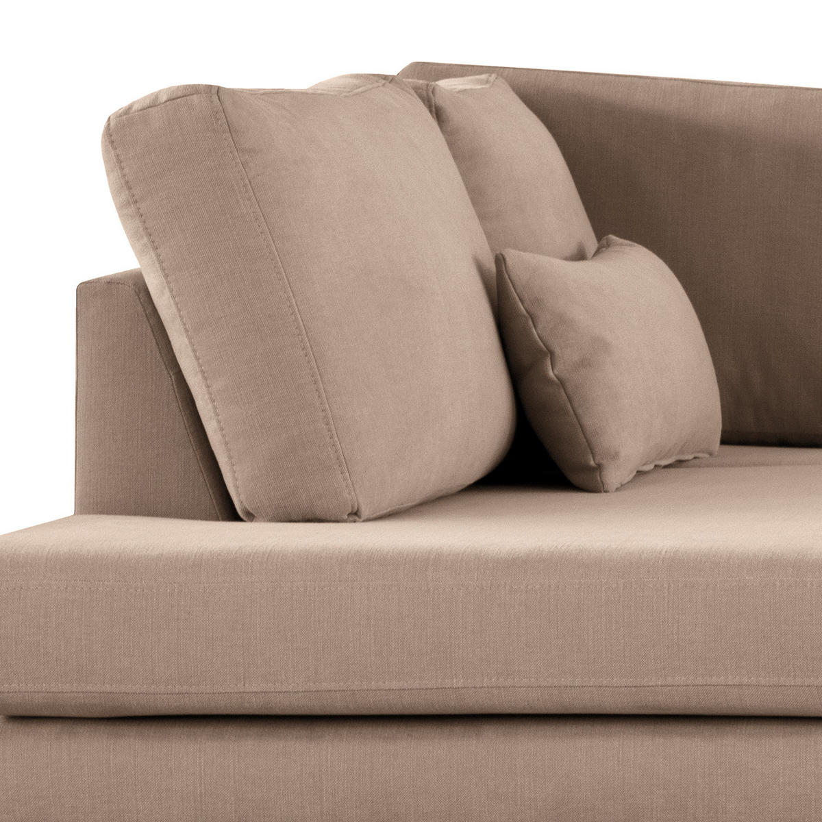 ECKSOFA mit Ottomane - Taupe/Buchefarben, Buchenholz/Textil (287/219cm) - home24