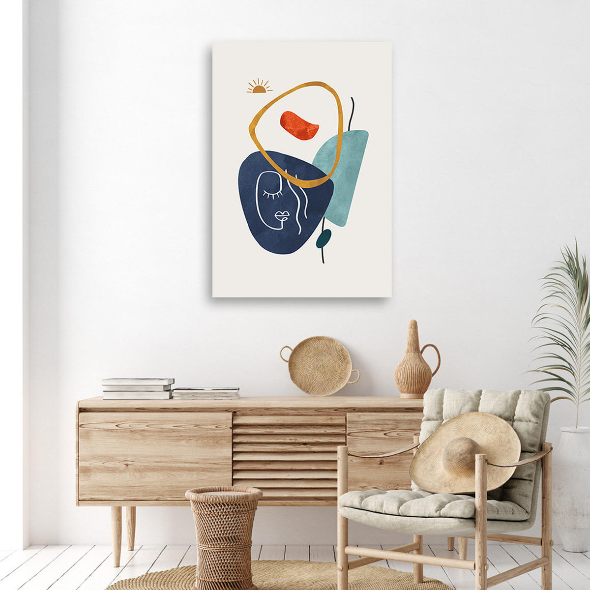 WANDBILD boho symbole und formen - Blau, Textil (40/60cm) - Feeby