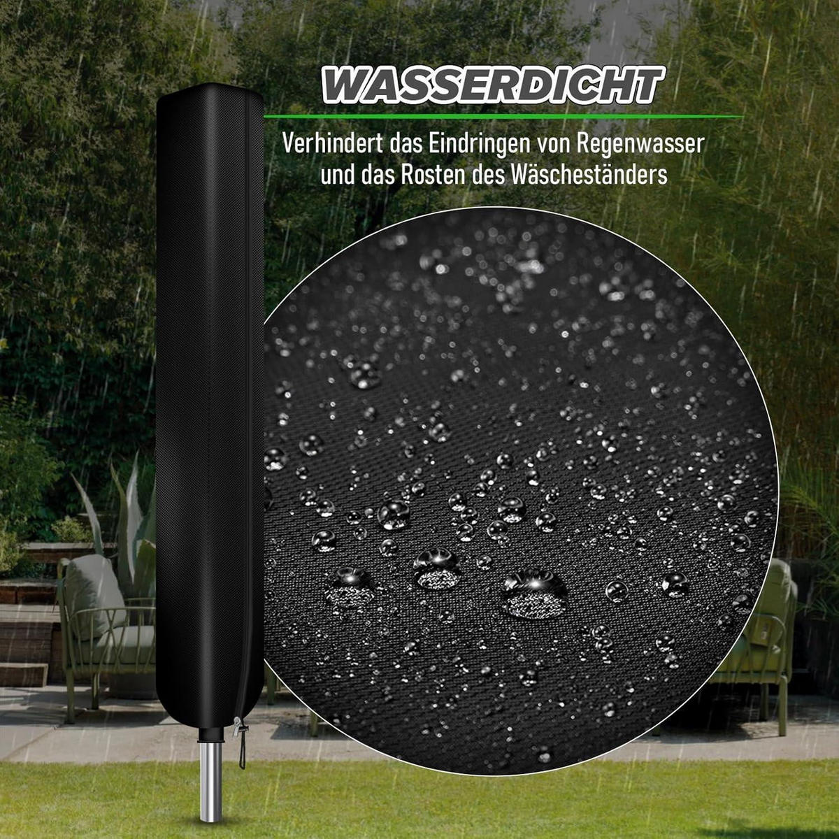 WÄSCHESPINNE Schutzhülle 180 x 18 x 18 cm Schwarz - Schwarz, Textil (5/8/10cm)