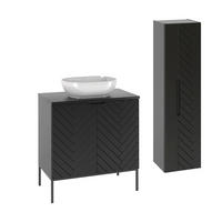 BADMÖBEL 80.6cm Daria 2er-Set Schwarz - Schwarz, Holzwerkstoff (80.6/84.2/46.5cm) - Petits-meubles