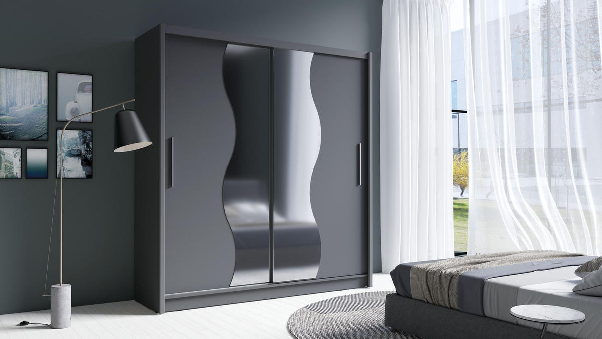 KLEIDERSCHRANK Graphit 204/215/62 - Graphitfarben, Holzwerkstoff (204/215/62cm) - RAUMHIRSCH FURNITURE