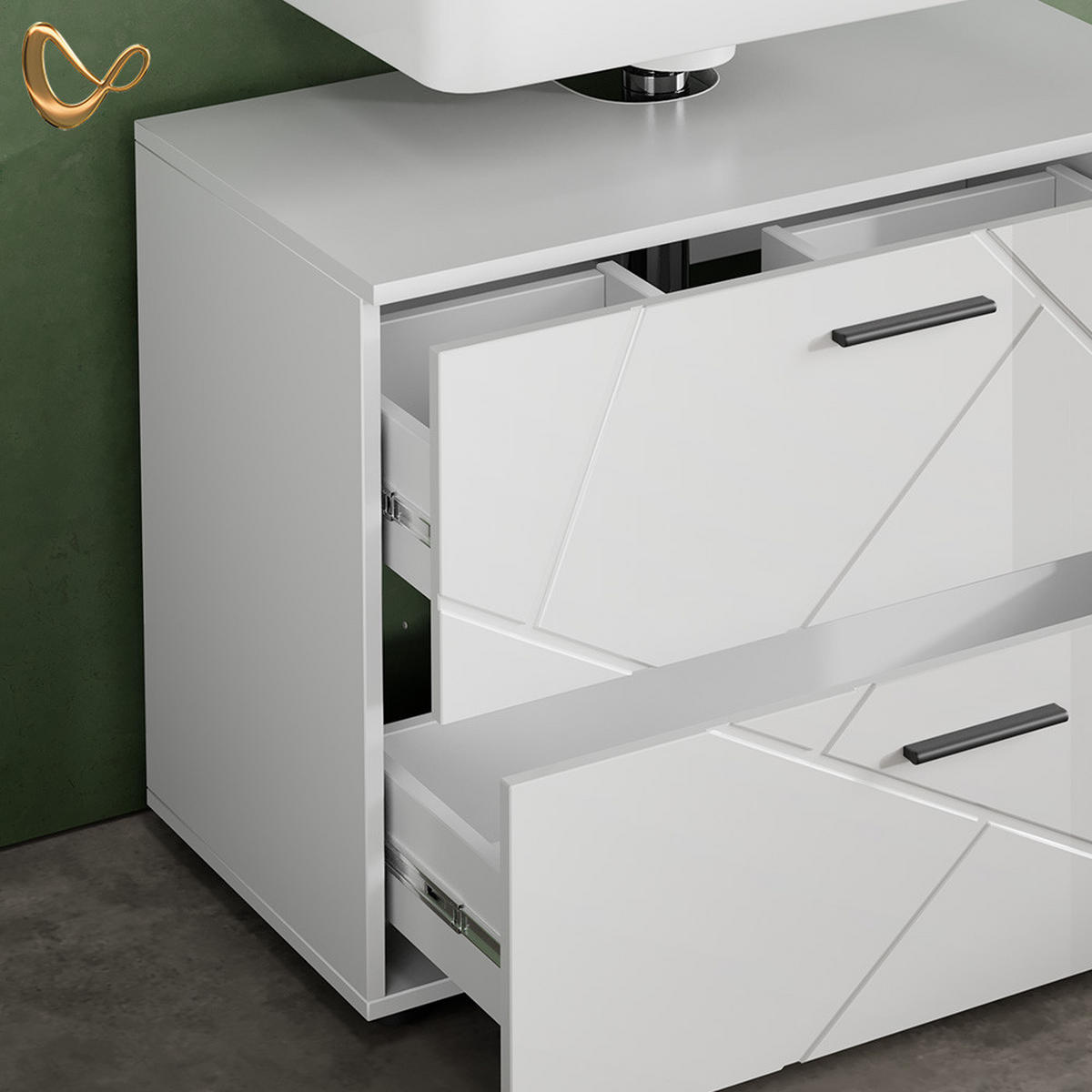 WASCHBECKENUNTERSCHRANK Ronco Weiß Hochglanz 80 x 58.6 cm - Weiß Hochglanz/Weiß, Holzwerkstoff (80/58.6/41cm) - Livinity®