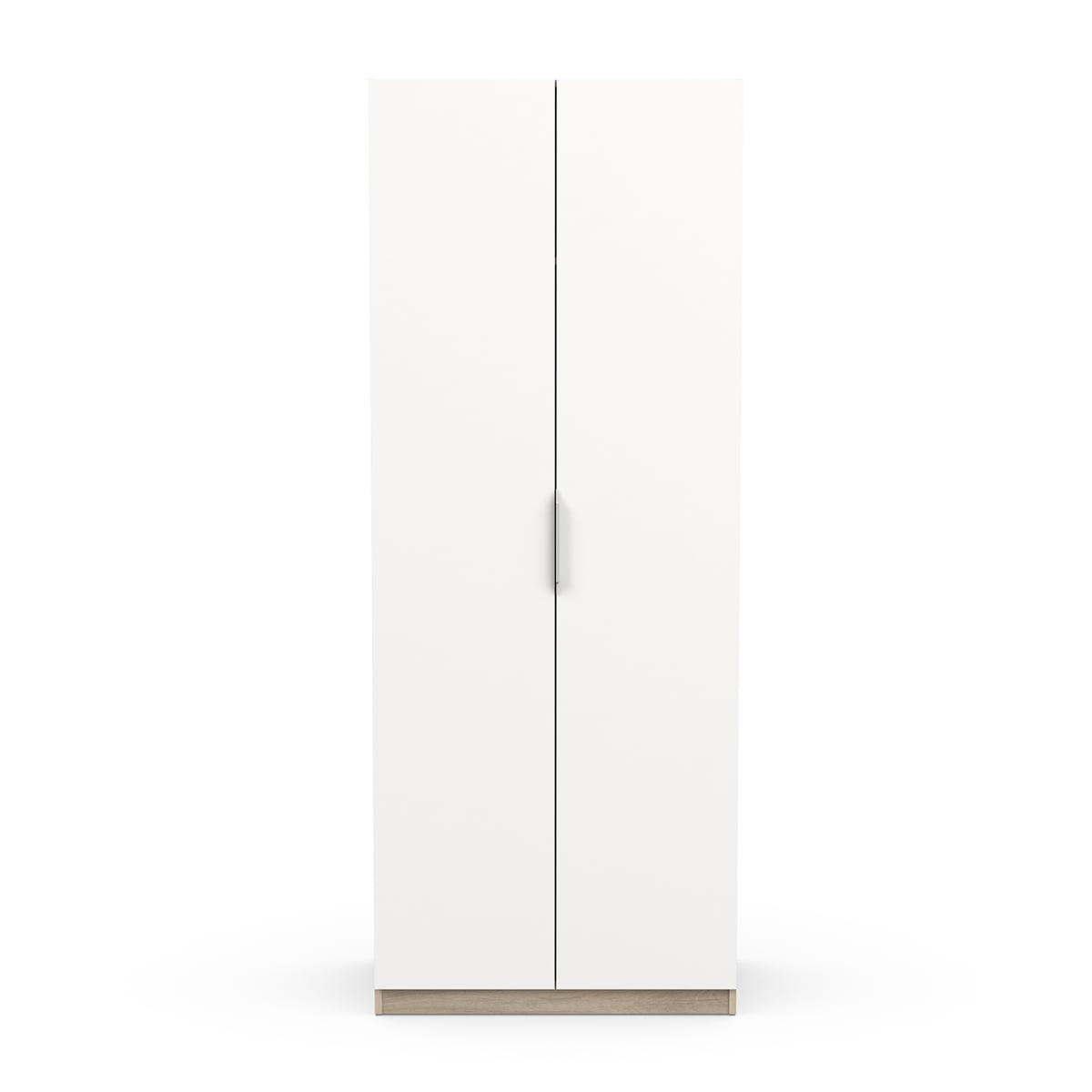 KLEIDERSCHRANK Zweitürig - GHOST - Weiß und Eiche -79,4 x 203 x 51,1 cm - Weiß/Sonoma Eiche, Holz (79/203/51cm) - Demeyere