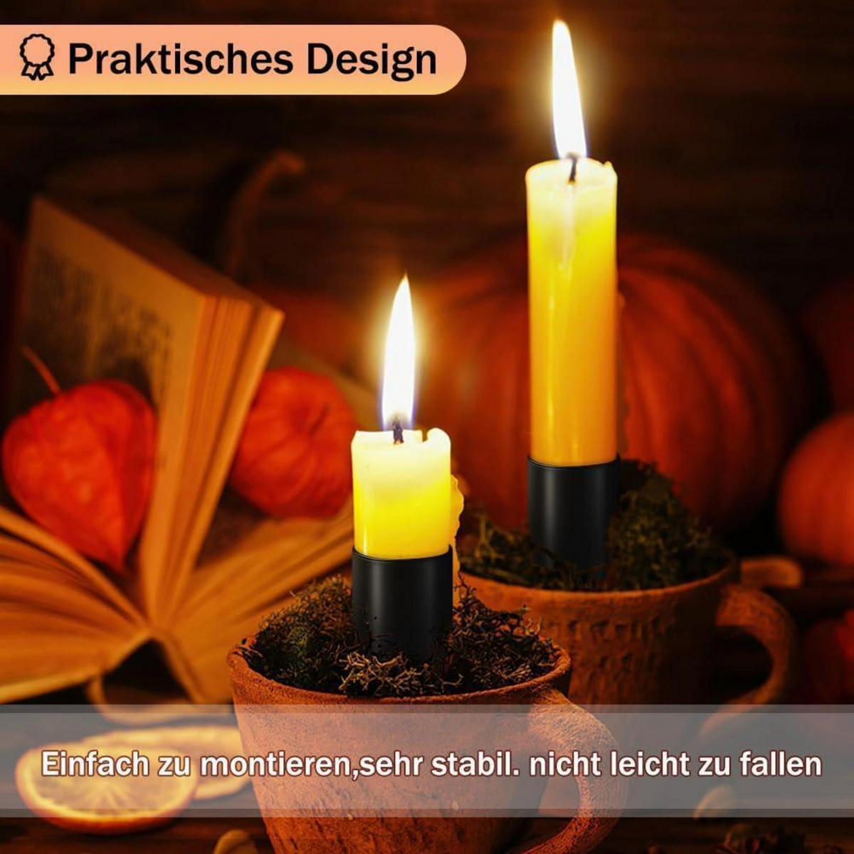 KERZENHALTER 8-teiliges Set Metall 11 cm - Schwarz, Metall (2.5/2.5/10.9cm)