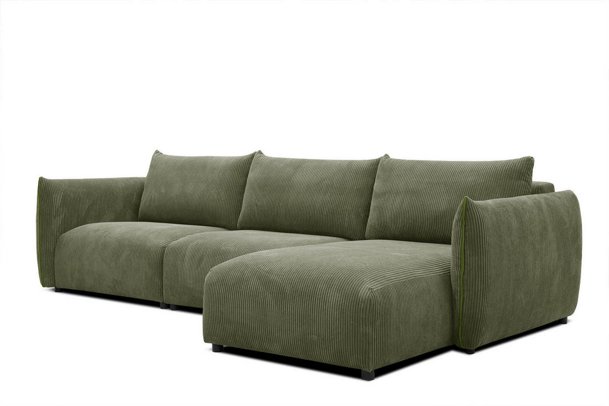 ECKSOFA TAUER 5-Sitzer, olivgrün - Schwarz/Olivgrün, Holzwerkstoff/Kunststoff (294/173cm) - Courtois Laville
