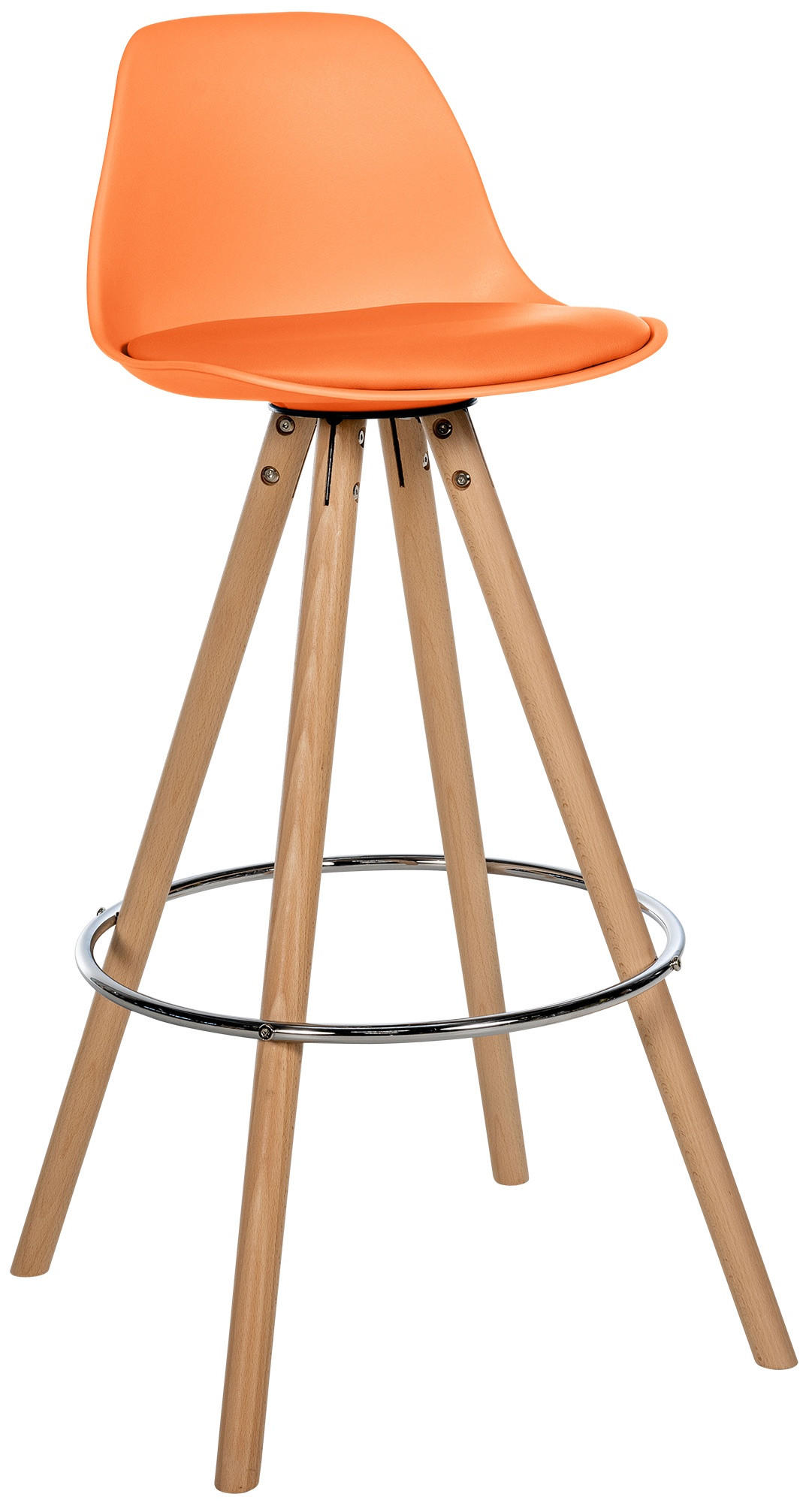 BARHOCKER PALMA Orange Kunstleder Braun - Orange, Leder/Holz (38/99/44cm) - DELUKE