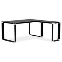 ECKSCHREIBTISCH Holz Metall Chromakzente KERIX, Schwarz 170x160x74 cm - Schwarz, Holz/Metall (160/170/74cm) - KADIMA DESIGN