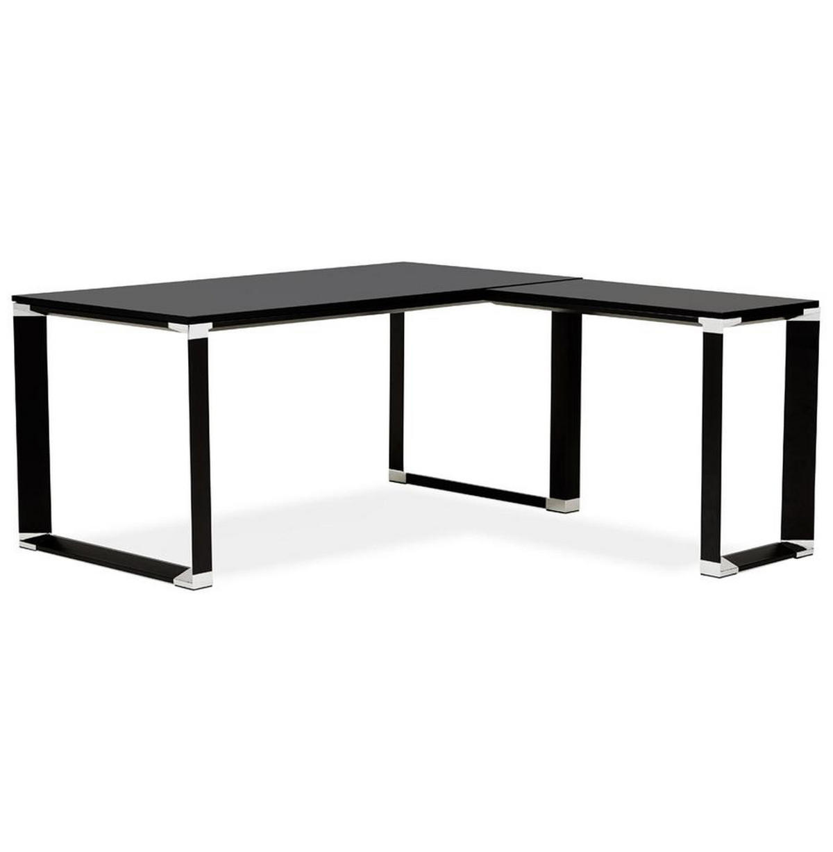 ECKSCHREIBTISCH Holz Metall Chromakzente KERIX, Schwarz 170x160x74 cm - Schwarz, Holz/Metall (160/170/74cm) - KADIMA DESIGN