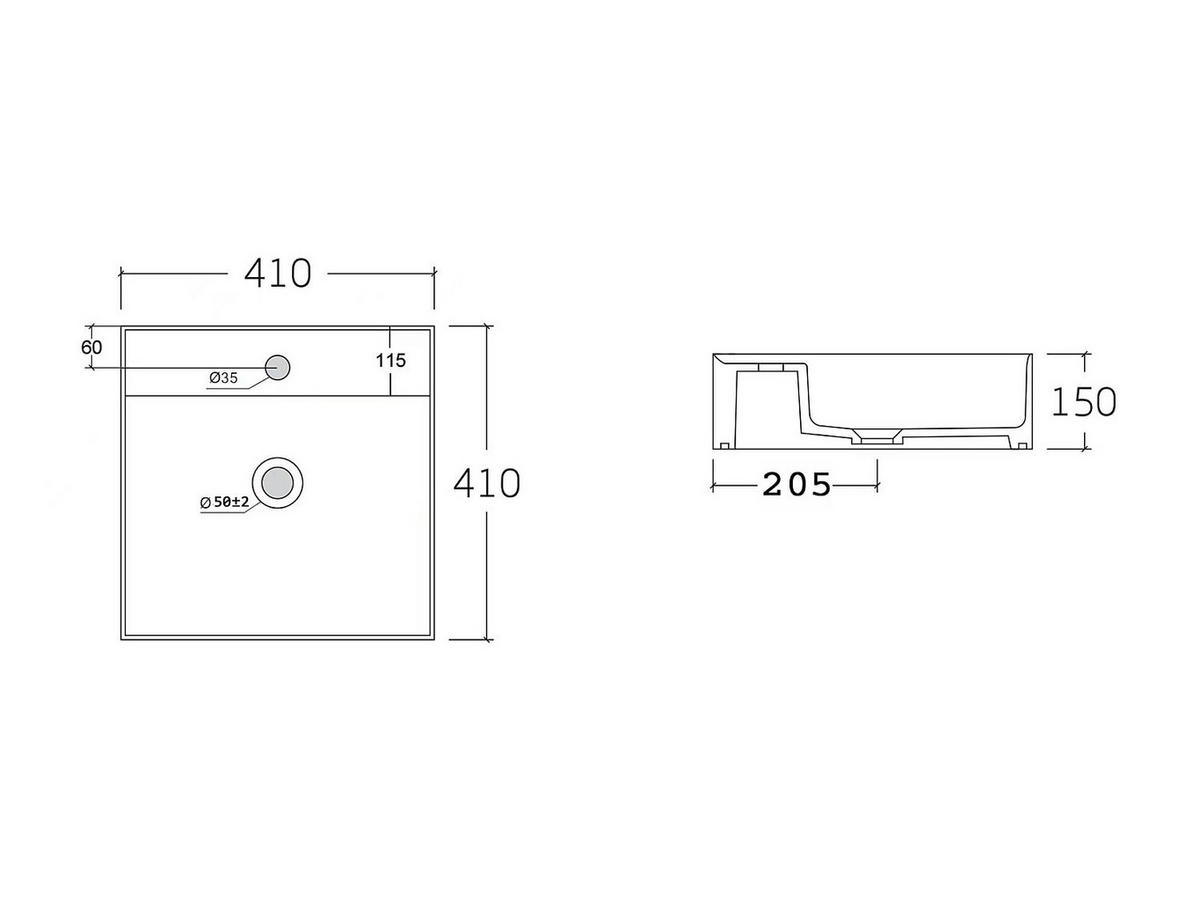 AUFSATZWASCHBECKEN viereckig - Keramik - 41 cm - Weiß - VERINI - Weiß, Keramik (41/15/41cm) - Vente-Unique