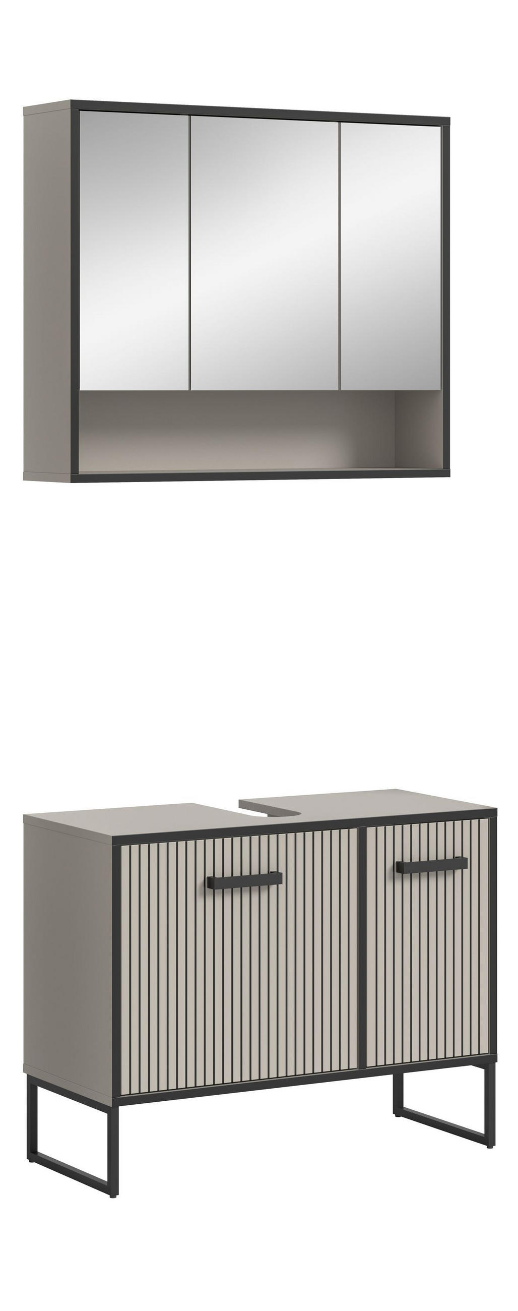 BADKOMBINATION Bagno 80x192x36 cm Kaschmir Schwarz 2tlg. - Kaschmir, Holzwerkstoff (80/192/36cm)