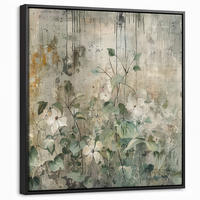 LEINWAND Bilder mit Rahmen - Blumen - Blätter - Abstrakt - Modern - 50x50 - Grau, Textil (50/50cm) - MuchoWow