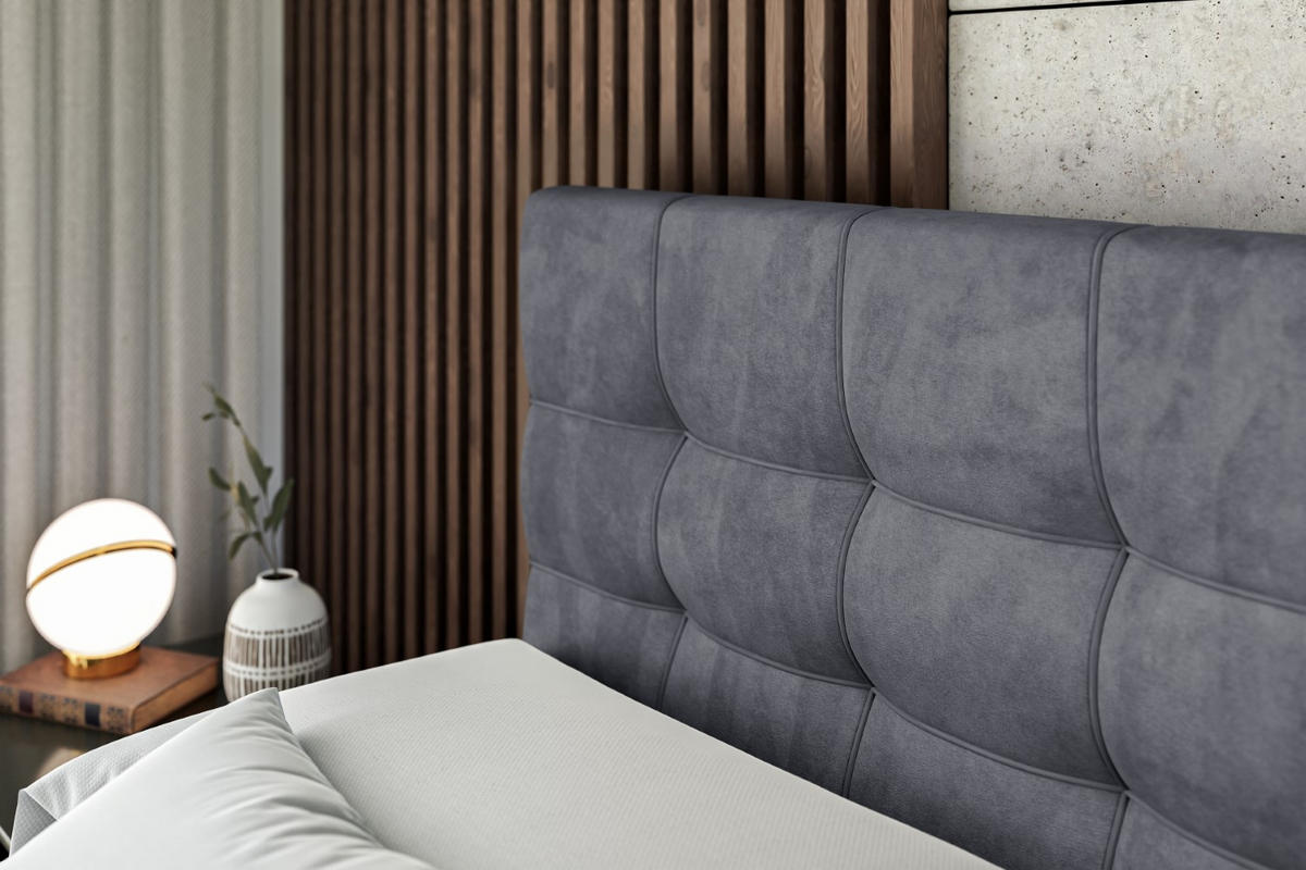 BOXBETT mit H3-Matratze und Lattenrost - BERO - 140x200 Dunkelgrau - Dunkelgrau, Holzwerkstoff (140/200cm) - ALTDECOR