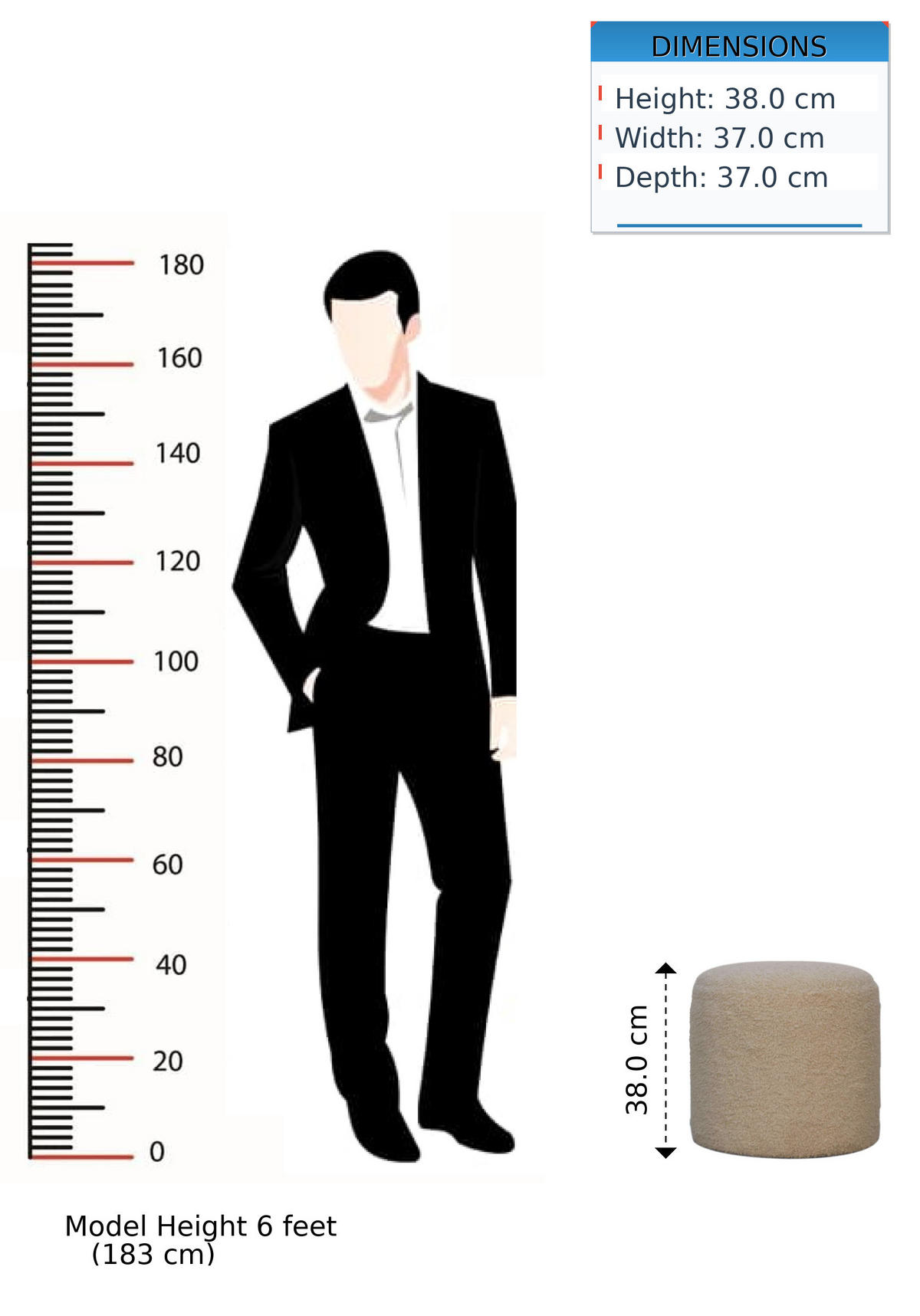 HOCKER aus Bouclé-Stoff - Messingfarben/Braun, Holz/Metall (37/38/37cm) - Artisan Furniture