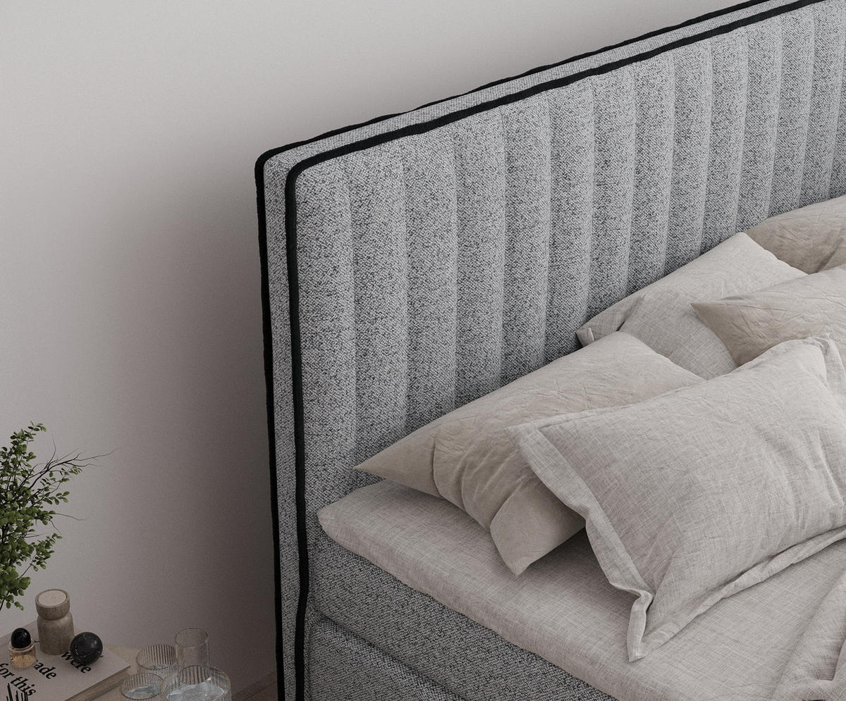 BOXSPRINGBETT Nocturne Grau 140/200 cm - Schwarz/Grau, Holz/Holzwerkstoff (140/200cm) - Maison de Reve