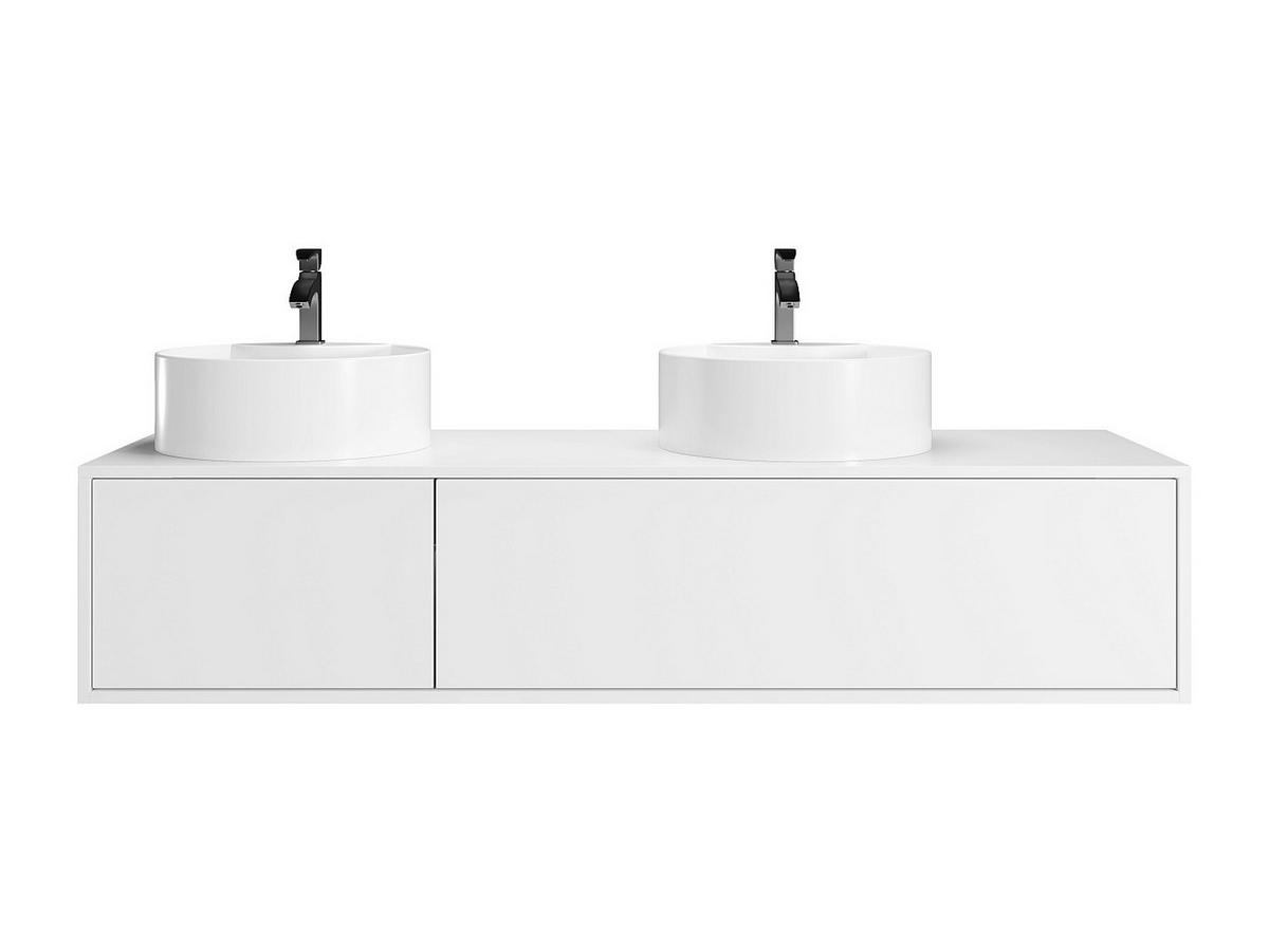 DOPPELWASCHTISCH - 150cm x 47cm - Holzspan - weiß - ISAURE - Weiß, Holz (150/32/47cm) - Vente-Unique