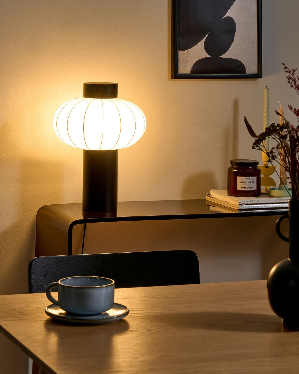 TISCHLAMPE Holz Schwarz Abens - Schwarz/Weiß, Holz (27/27/35cm) - Beliani