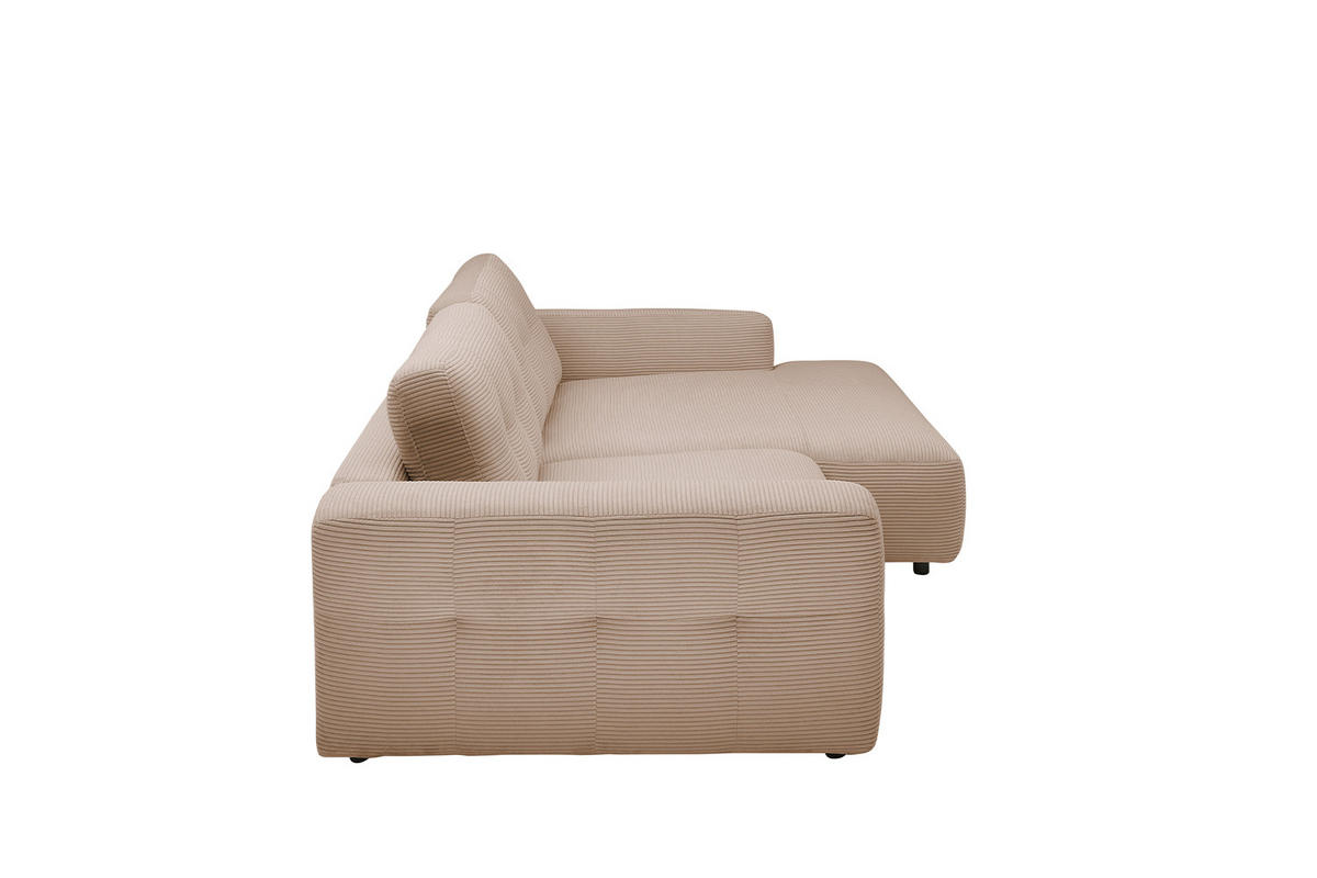 ECKSOFA MIKA Taupe Cord - Taupe/Schwarz, Kunststoff/Textil (276/167cm) - KAWOLA