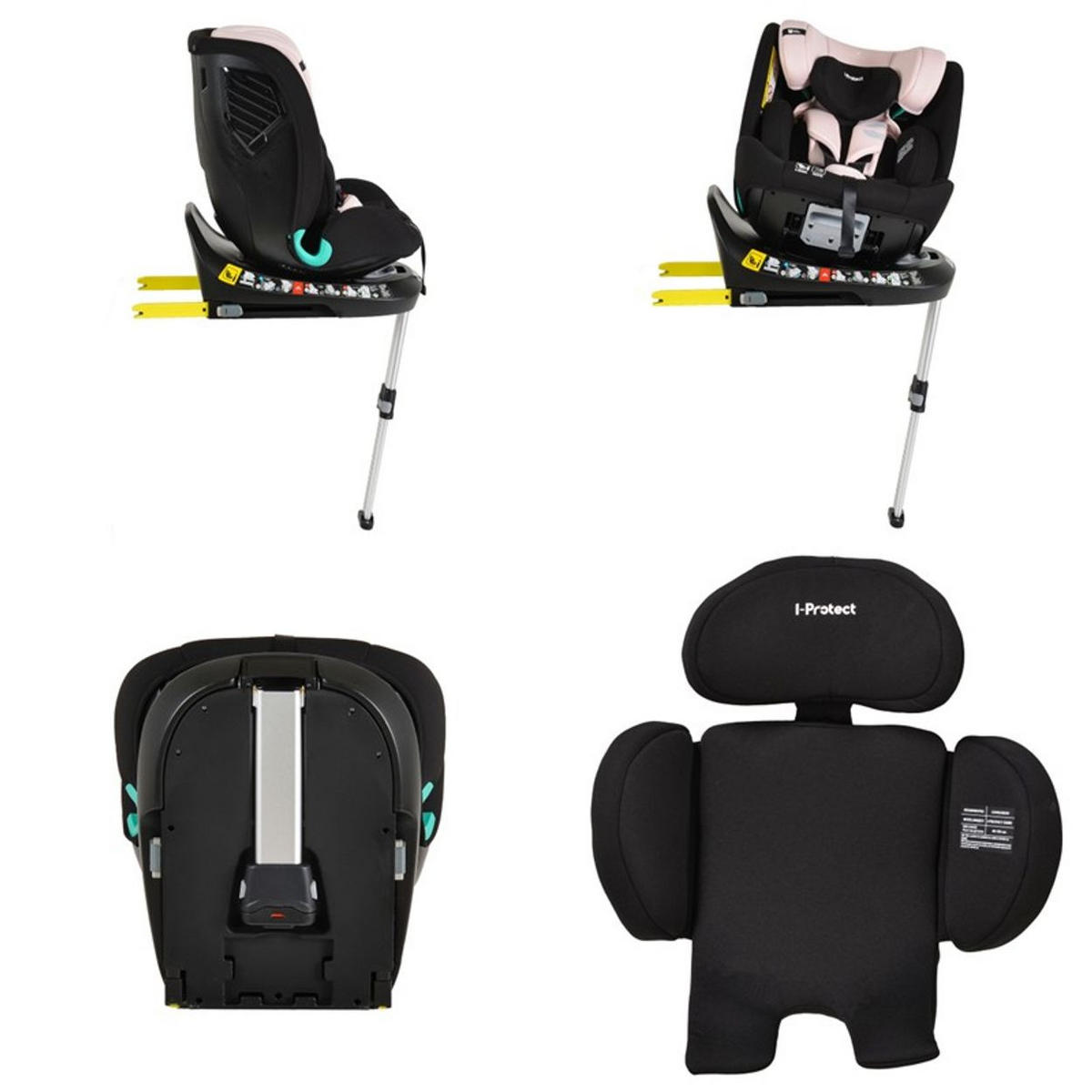 KINDERSITZ i-Protect i-Size rosa (40-150cm) Gruppe 0+/1/2/3 Stützfuß Isofix - Rosa, Kunststoff (45/60/53cm) - Cangaroo