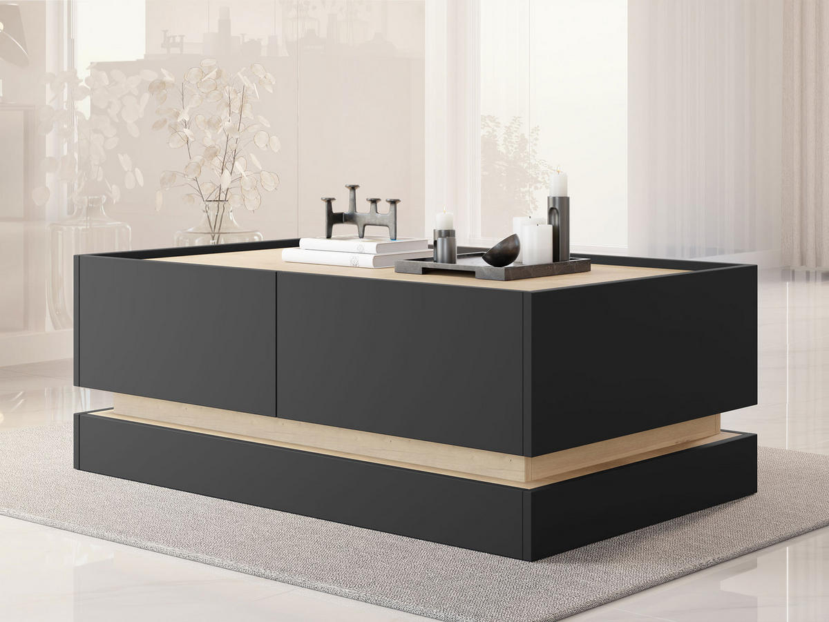 COUCHTISCH Zarpant L97 4K - Eichefarben/Schwarz, Holzwerkstoff (60/97/40cm) - MIRJAN24