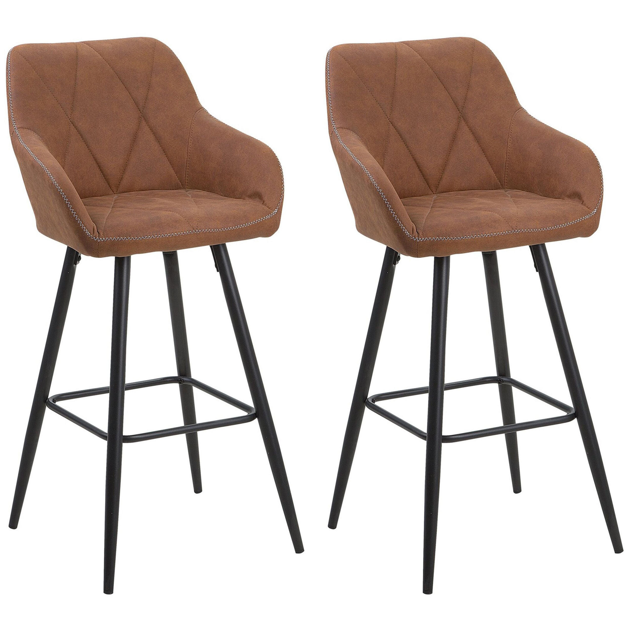 BARSTUHL 2er-Set Polsterbezug Braun Darien - Braun, Textil/Metall (44/104/41cm) - Beliani