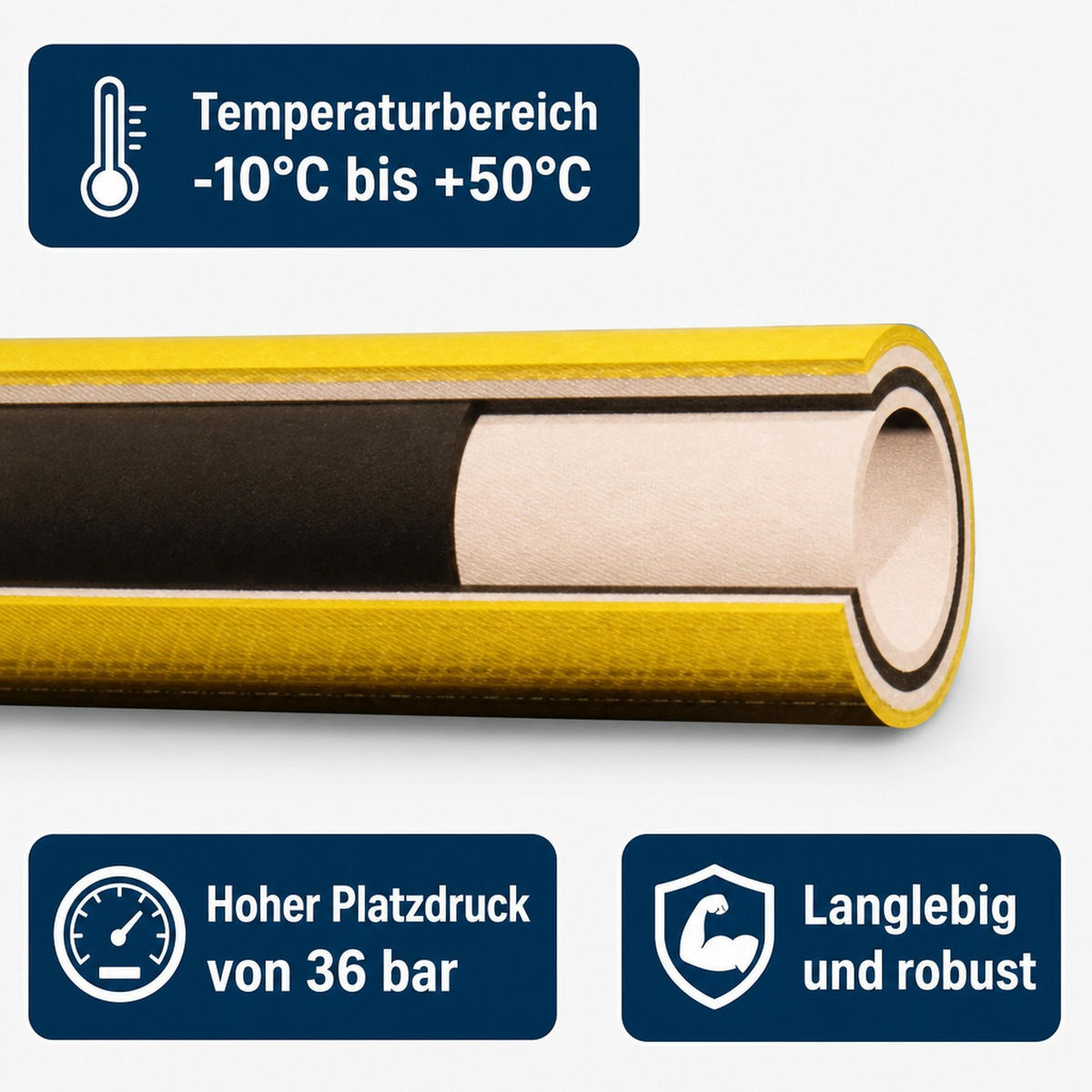 GARTENSCHLAUCH 50m - Gelb, Kunststoff (25cm) - BONI-SHOP